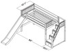 Mayor's White Twin Slide Loft Bed with Stairs Dimensions