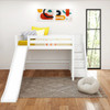 Mayor's White Full Size Slide Loft Bed with Stairs-Slatted Ends Front View Room