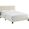 Cayden Grid Tufted Upholstered King Size Platform Bed shown in Beige