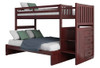 Ferguson Brown Cherry Twin over Full Bunk Beds with Stairs