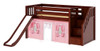 Decorah Chestnut Fort Girls Twin Low Loft Bed with Stairs-Slatted Ends