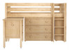 Madeline Natural Low Twin Loft Bed with Desk and Storage Slatted Ends Front View