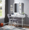 Shipping Container White Metal Vanity Mirror shown with Optional White Metal Vanity Desk and Desk Chair