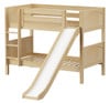 Most Fun Natural Twin Size Low Bunk Bed with Slide