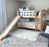 Most Fun Natural Twin Size Low Bunk Bed with Slide-Slatted Ends Room