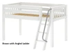 Caleb's White Twin Low Loft Bed shown with Optional Angled Ladder