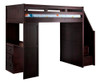 Lewis Espresso Twin Loft Bed with Stairs and Desk
