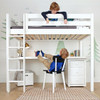 Cape May White Twin Loft Bed with Desk shown with One Optional Narrow 3 Drawer Desk Chest