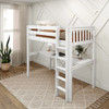 Cape May White Twin Loft Bed with Desk-Slatted Ends Right Angled View Room