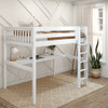 Cape May White Full Size Loft Bed with Desk-Slatted Ends Left Angled View Room