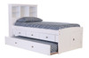 Matslen White Twin Bookcase Captains Bed with Trundle Angled View Matslen White Twin Bookcase Captains Bed with Trundle Angled View