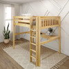 Guthrie Natural Full Size Loft Bed with Desk-Slatted Ends Right Angled View Room