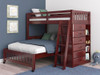 Ferguson Brown Cherry Twin over Full L Shaped Bunk Bed Right Side Angled View Room