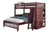 Ferguson Brown Cherry Twin over Full L Shaped Bunk Bed