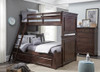 Finn Brown Cherry Twin over Full Bunk Beds shown with Optional Twin Storage Trundle Room