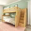 Arthur Natural Full over Queen Bunk Bed with Stairs Angled View Room