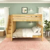 Arthur Natural Full over Queen Bunk Bed with Stairs Front View Room