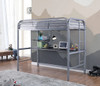 Emerson Twin Loft Bed with Desk Silver Finish Room Emerson Twin Loft Bed with Desk Silver Finish Room