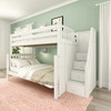 Arthur White Full over Queen Bunk Bed with Stairs Angled View Room