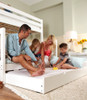 Crystal White Twin XL Bunk Bed with Queen on Bottom with Optional Twin XL Storage Trundle Out Adults and Kids Room