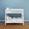 Crystal White Full XL Bunk Bed with Queen on Bottom Front View Room