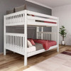 Crystal White Queen Bunk Bed with Queen on Bottom Left Side Angled View Room