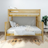 Becks Natural Twin XL Bunk Bed with Queen on Bottom Front View Room