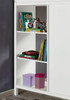 Haley White Loft Bed with Desk and Storage Shelf Detail