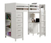 Haley White Loft Bed with Desk and Storage