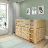 Caleb's Natural Twin Low Loft Bed with Storage-Panel Ends Angled View Room