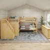 Calumet Natural Sleeps 4 Full Size L Shaped Bunk Beds with Stairs-Panel Ends End View Room