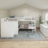 Calumet White Sleeps 4 Full Size L Shaped Bunk Beds with Stairs-Panel Ends End View Room