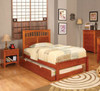 Grier Oak Twin Size Platform Bed shown with Optional Twin Size Trundle Room