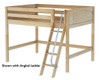 McQwinn Natural Full Size Junior Loft Bed shown with Optional Angled Ladder
