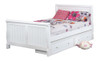 Beatrice White Full Size Sleigh Bed shown with Optional Set of 2 Underbed Storage Drawers