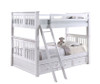Brockton White Full over Full Bunk Beds shown with Optional Storage Trundle