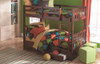 Ferguson Brown Cherry Twin over Twin Bunk Beds shown with Optional Storage Drawers Right Angled View Room