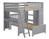 Almere Gray Full Loft Bed with Desk and Storage shown with Optional Bottom Twin Bed