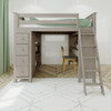 Kivik Sand Full Loft Bed with Desk and Storage Front View Room