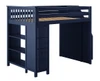 Baldwin Blue Full Size Loft Bed with Stairs  Left Side Angled View