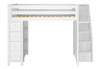 Chelsea White Full Size Loft Bed with Stairs Front View