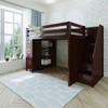Silas Espresso Full Size Loft Bed with Stairs Room