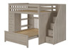 Kivik Sand Full Size Loft Bed with Stairs shown with Optional Bottom Full Size Bed