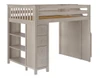 Kivik Sand Full Size Loft Bed with Stairs Left Side Angled View