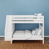 Fremont White Queen Bunk Beds with Stairs Front View Room