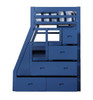 Emmett Blue Twin Loft Bed with Stairs and Desk Side View