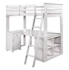 Keynes Gray Loft Bed with Desk and Storage No Bedding
