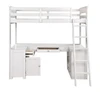 Keynes Gray Loft Bed with Desk and Storage Front View