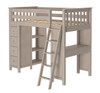 Kivik Sand Twin Loft Bed with Desk and Storage Right Side Angled View