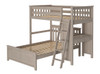 Kivik Sand Twin Loft Bed with Desk shown with Optional Bottom Full Size Bed Right Side Angled View